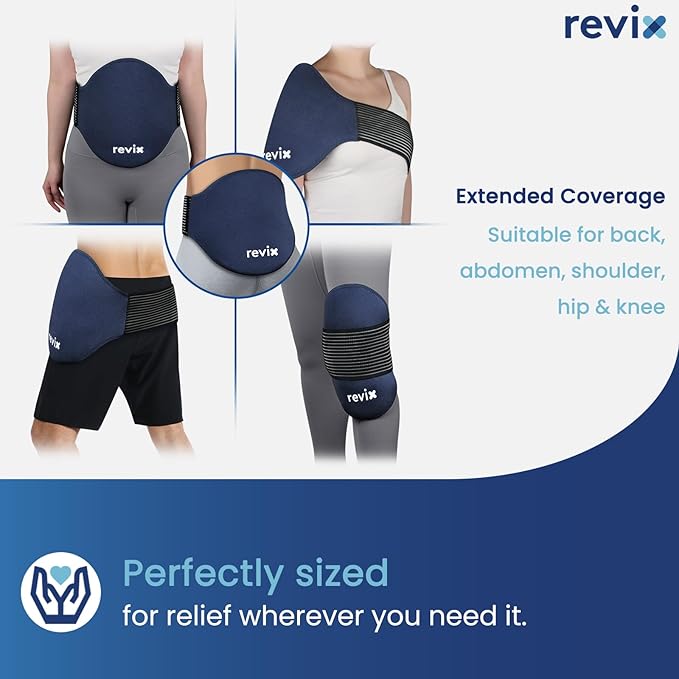 REVIX Extra Large Ice Pack for Back, 2 Packs, Reusable Gel Ice Pack Wrap for Lower Back, 13.4” x 11”, Cold Compress Therapy for Waist, Lower Lumbar, Tailbone Discomfort Relief, Muscle Relaxation