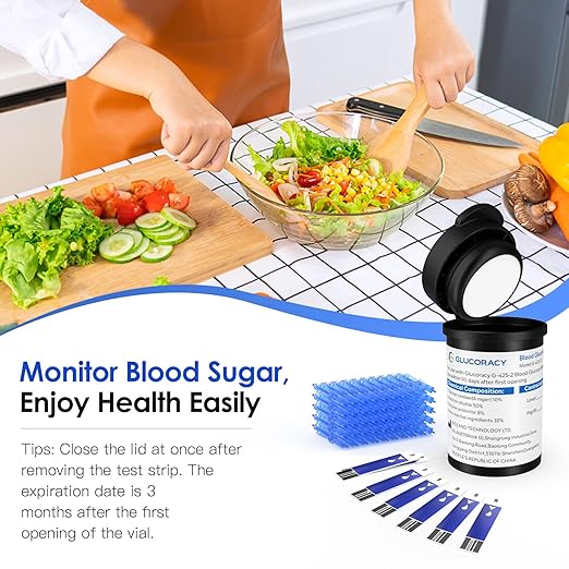 Glucoracy G-425-2/G-425 Blood Glucose Test Strips, 50 Counts Test Strips for Diabetes, 50 Counts Blood Lancets, Only for Glucoracy G-425-2/G-425 Meter Kit