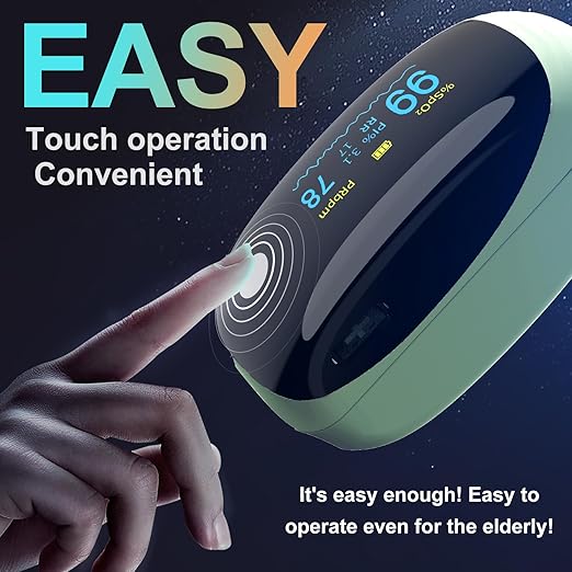 Fingertip Pulse Oximeter with Respiration Rate Monitoring, PI & RR Measurements, Rechargeable Blood Oxygen Monitor with Heart Rate and Fast Spo2 Reading, Pulse Ox with OLED Display, 6 View Modes & Auto-Rotating Screen (Green)