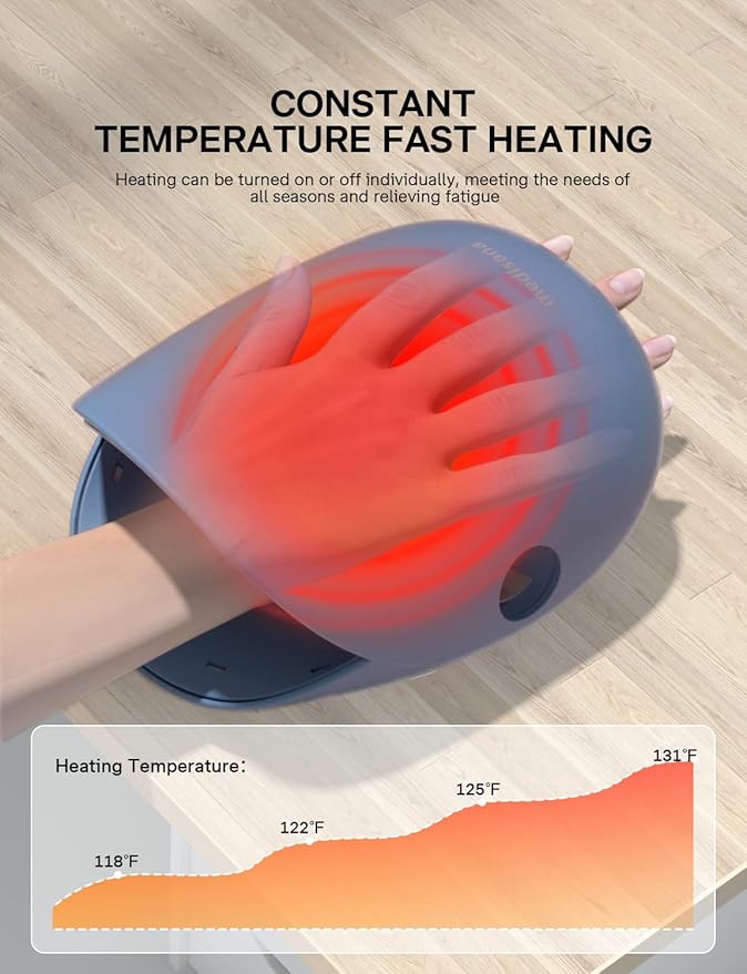 Medisana Hand Massager with Heat and Compression, Knuckle Stretching Massage, Memory Function, Cordless Hand Massager for Arthritis and Carpal Tunnel Relief, Mother’s Day Gift for Mom Women