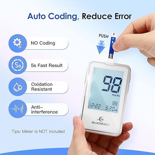 Glucoracy Glucose Test Strips, 50 Ct, Only Works with G-425-2/G-425 Blood Sugar Monitor