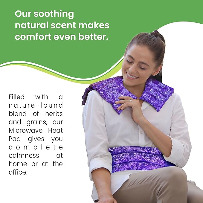 Nature Creation Microwavable Heating Pads Full Set - Herbal Heating Pads - Herbal Hot & Cold Therapy Packs - Set of 4 Reusable Heating Pads - Lavender