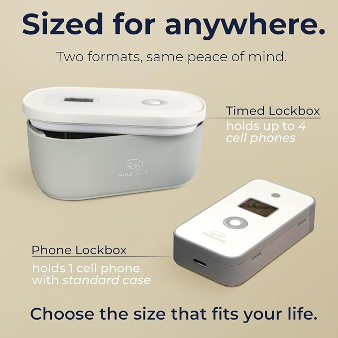 Mindsight Personal Timed Lock Box | Unplug from Phones and Other Small Distractions | 3 Modes based on Willpower | Easy to Use | Out of Sight ~ Out of Mind | Boost Your Mental Wellness
