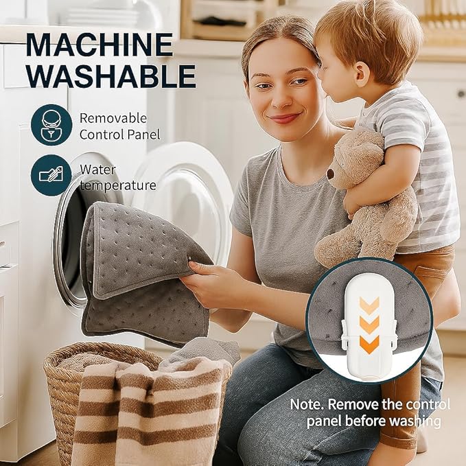 Electric Heating pad,25 x12 Portable Heating Pad for Period Cramps Back Neck Shoulders Pain Relief, 10 Heat Setting Auto Shut Off Moist Dry Heat Pad Birthday Gift for Women Men Black Froday Day Gift
