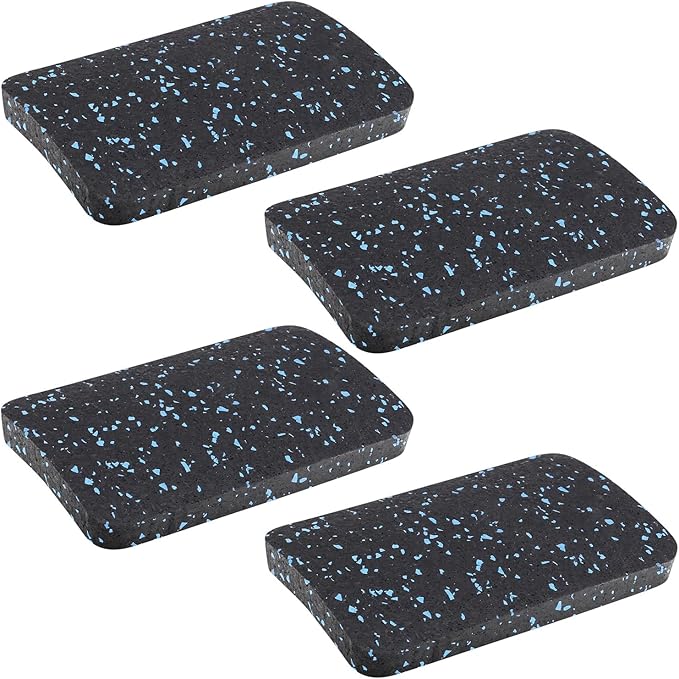 Exercise Equipment Mat Pads - 4 PCS Rubber Anti-Vibration Pads for Stationary Bike and Rower - Rectangular Floor Protector for Hardwood Floors - 4.7"x3.2"x0.5"