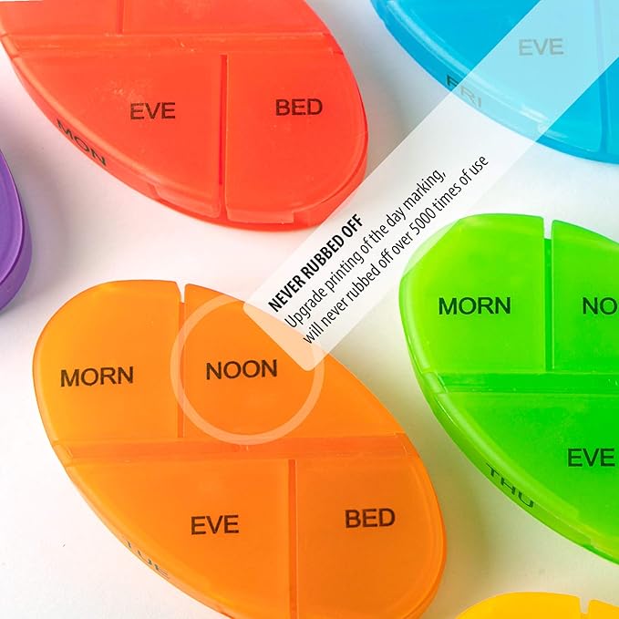 Deke Home - Stackable Pill Organizer, 4 Times a Day Weekly Pill Box, 7 Day Medicine Dispenser, Pill Container for Vitamin, Supplement, Durable Hard Case, Secure Closure, BPA Free, Easy to Clean.