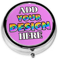 Pill Organizer, Medicine Pill Box Case Container Travel Pill Holder Vitamin for Purse Med Wallet Portable Mini Pastillero Round, Make Your Own Pill Organizer, Violet, Personalized Gifts