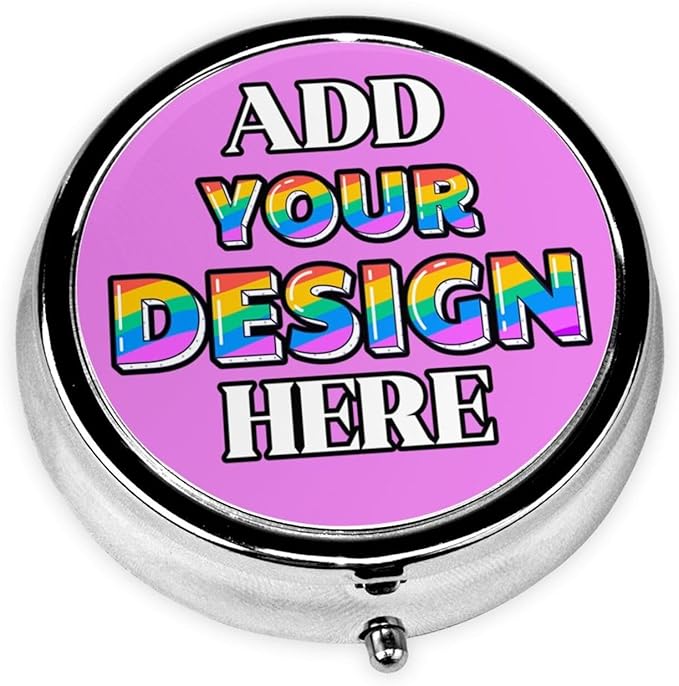 Pill Organizer, Medicine Pill Box Case Container Travel Pill Holder Vitamin for Purse Med Wallet Portable Mini Pastillero Round, Make Your Own Pill Organizer, Violet, Personalized Gifts
