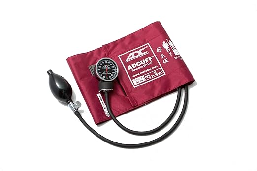 ADC Diagnostix 720 Premium Professional Pocket Aneroid Sphygmomanometer with Adcuff Nylon Blood Pressure Cuff, Large Adult, Burgundy