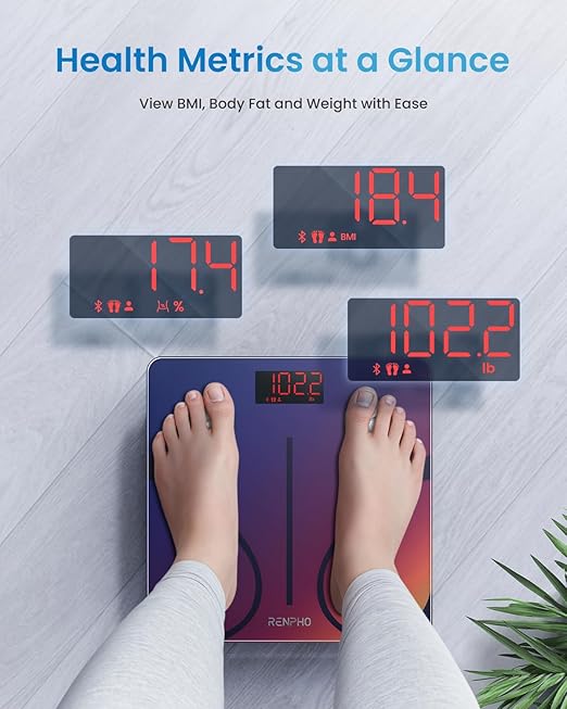RENPHO Smart Scale for Body Weight, FSA&HSA Eligible, Digital Bathroom Scale BMI Weighing Bluetooth Body Fat Scale, Body Composition Monitor Health Analyzer with Smartphone App