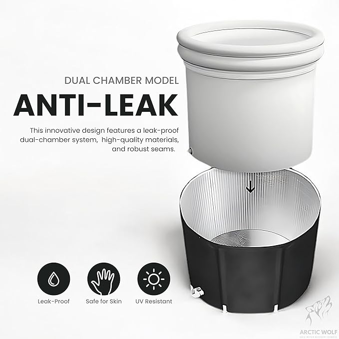 Cold Plunge Tub, 2024 Premium Cold Water Therapy Tub for Recovery, Wellness, Athletes. Polar Plunge Ice Bath Bathtub, Outdoor Foldable Inflatable Portable Ice Bath Tub, Black