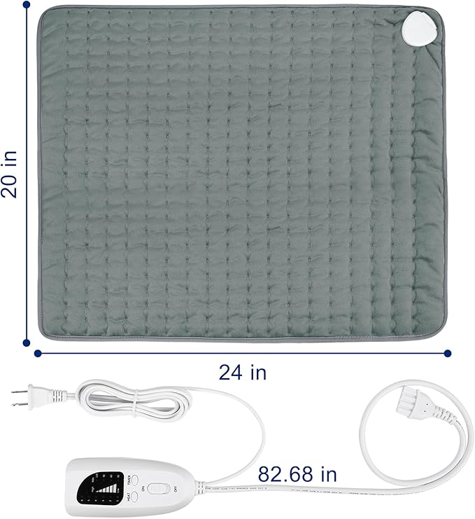 24"X20" Electric Heating pad with 6 Heat Settings, Auto Shut Off, Dry Electric Heating for Back Neck Knee Arms Legs Shoulder Heat Pads for Christmas Birthday Father's Day Mother's Day (Dark Gray)