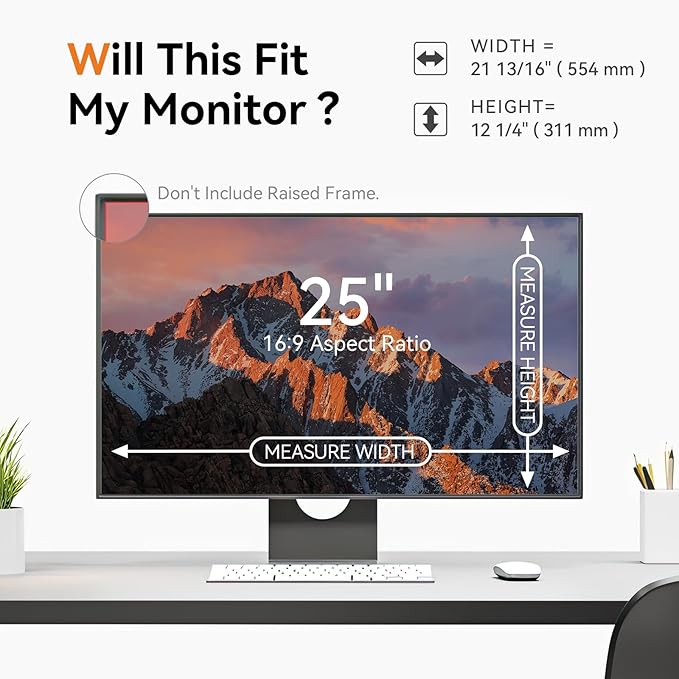 [2 Pack] 25 Inch Computer Privacy Screen for 16:9 Aspect Ratio Widescreen Monitor, Eye Protection Anti Glare Blue Light Computer Monitor Privacy Filter, Removable Anti-Scratch 25in Protector Film