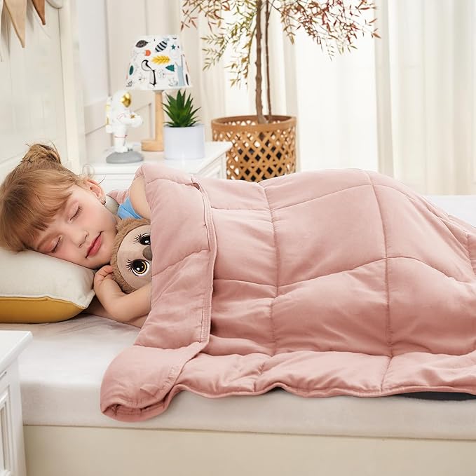yescool Pink Weighted Blanket 7 Pounds Cooling Weighted Lap Blanket, Heavy Blanket for Sleeping, Weighted Throw Blanket Gifts for 60-80lbs, 40"x60"