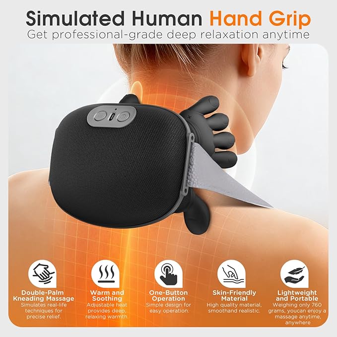 Bionic Neck Massager with Heat,Massager 4D Kneading Massager for Body Muscle Pain Relief,Deep Tissue Neck and Shoulder Massager,Gifts for Men Women Neck Relaxation