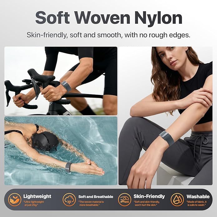 Nylon Replacement Strap Compatible with Hume Band - Breathable & Sweatproof Sport Loop for Hume Health Band - Metal Buckle & Loop Closure for Secure - Adjustable Wristband Strap for Fitness Tracker