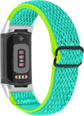 Lijinlan Nylon Band Compatible with Fitbit Charge 5 Advanced Fitness & Health Tracker, Elastic Woven Strap Stretchable Wristband Watch Bands Replacement for Charge 5 for Women Men