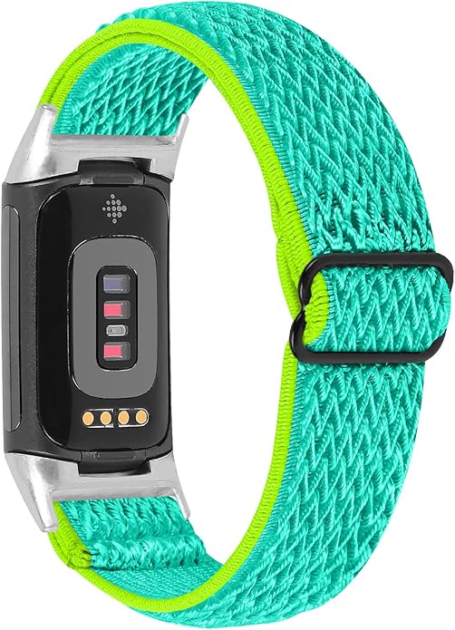 Lijinlan Nylon Band Compatible with Fitbit Charge 5 Advanced Fitness & Health Tracker, Elastic Woven Strap Stretchable Wristband Watch Bands Replacement for Charge 5 for Women Men