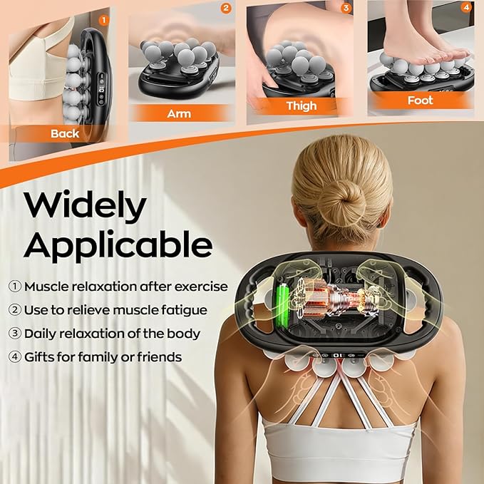 20-Head Massage Gun Deep Tissue, 9 Modes & 9 Intensity Levels Body Percussion Muscle Massager, Quiet Electric Handheld Massage Tools for Neck, Back, Shoulder, Waist, Leg, Feet, Daily Relaxation