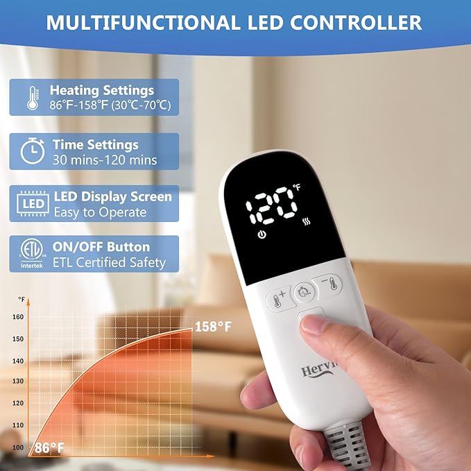 Heating Pad for Back Pain Relief, Eligible Weighted Electric Heating Pad, Heating Pad for Back Pain Relief, Auto Shut-Off, ETL Certified, Gifts for Women Men, 23.6" W X 35.4" L