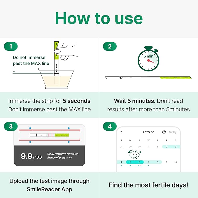 Combo Kit: 50 Ovulation Tests, 20 Pregnancy Tests & 70 Cups, Free Tracker app, SmileReader, OPKs, HPTs (50LH + 20HCG + 70CUPS (Pack of 1))