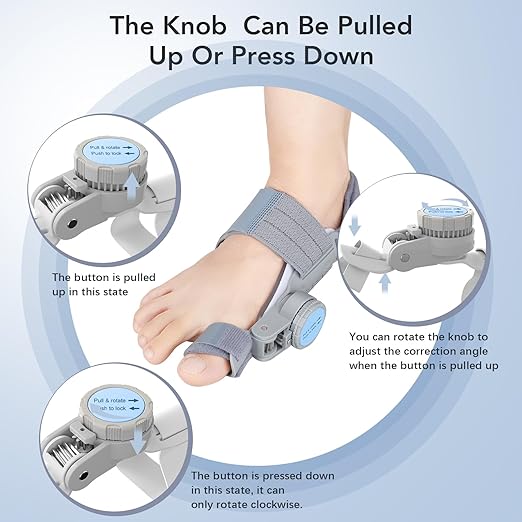 Bunion Corrector for Women Men: Big Toe Straightener Bunion Fix with Adjustable Knob-Orthopedic Bunions Splint Brace Toe Alignment Correction for Hallux Valgus Pain Relief Day/Night 1PCS (Grey)