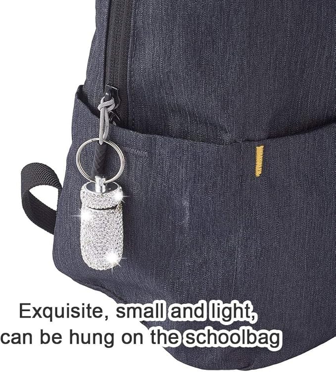 XhuangTech Waterproof Keychain Pill Box Bling Round Medicine Organizer Holder Container Aluminum Portable Mini Bottle Storage Case for Outdoor Travel Camping Purse Pocket (White)