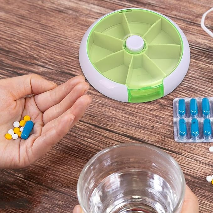 Weekly Pill Box - Safe and Eco-Friendly Weekly Round Pill Box, Round Weekly Pill Storage Box | Pills Storage Tool with 7 Compartments, Weekly Pill Dispenser for Pills Candy, vitaminn, and Other Items