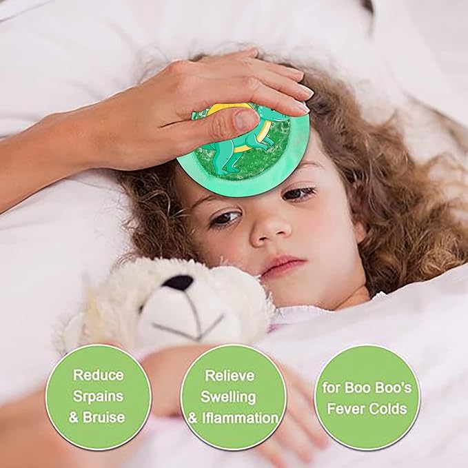 Boo Boo Ice Packs for Kids Injuries, Kids Ice Pack Wit, Gel Cold Pack, Toddler Ice Pack with Soft Cover Baby, Kid's Pain Relief, Fever, Wisdom Teeth, First Aid, Head, Neck, Arms, Legs Injuries (5PCS)