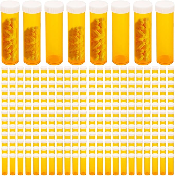 SenseYo 200 Pack 2.5 Dram Small Empty Medicine Pill Bottles Cases Containers Organizers with Caps for Prescription Medication