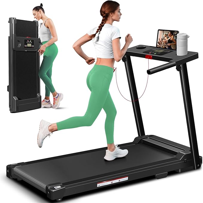 Foldable Treadmills for Home, 3.0HP Walking pad Treadmill with Handle Bar, Portable Electric Treadmill with Handles, 12 Preset Programs, LED Display and 300 lbs Capacity