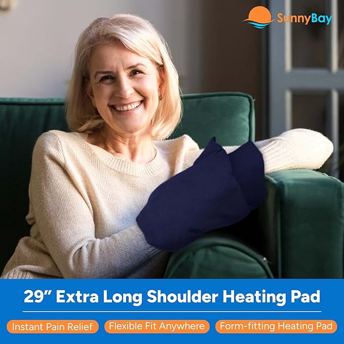 SunnyBay Microwave Heating Pad, Microwavable Heated Neck and Shoulder Wrap for Back Pain and More, Moist Weighted Beanbag Pack with Washable Cover, 29x9 Inches, 4 lbs, Unscented