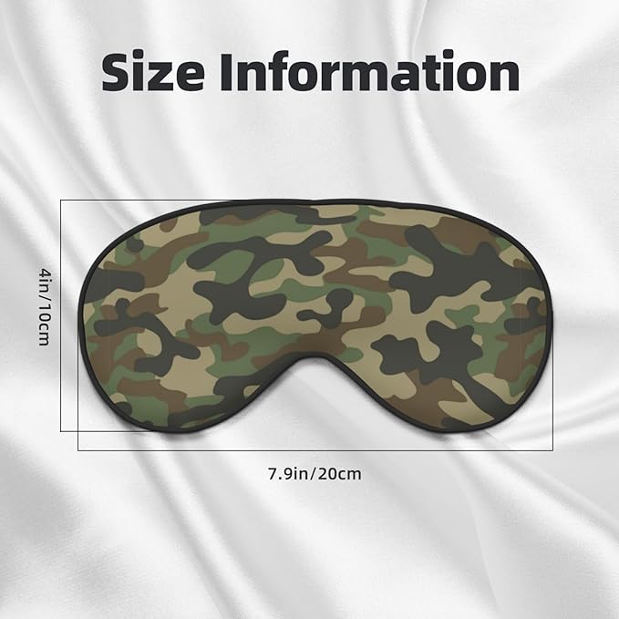 Green Camouflage Sleep Mask Eye Mask with Adjustable Strap Eye Sleep Shade Cover Blocks Light for Women Men Airplane Travel Nap