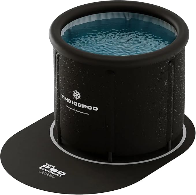 The Pod Company Standard Ice Pod Complete Cold Plunge Bundle – 84-Gallon Portable Ice Bath with 36 XL Ice Trays, Insulated Lid & Cover, Water Jet, Maintenance & Cleaning Kit, Thermometer & Floor Mat