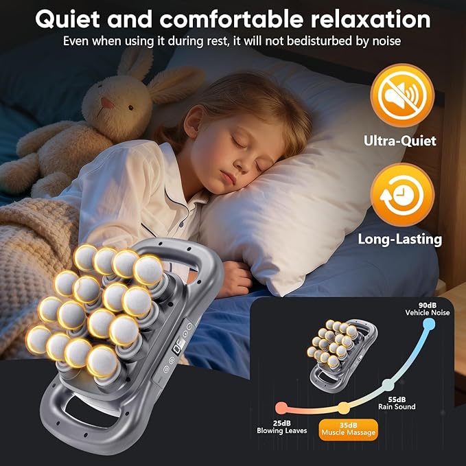16 Head Massage Gun, Deep Tissue Relief with 9 Modes,Quiet Percussion Massager for Neck/Back/Leg Pain, Muscle Massager for Athletes Office Workers