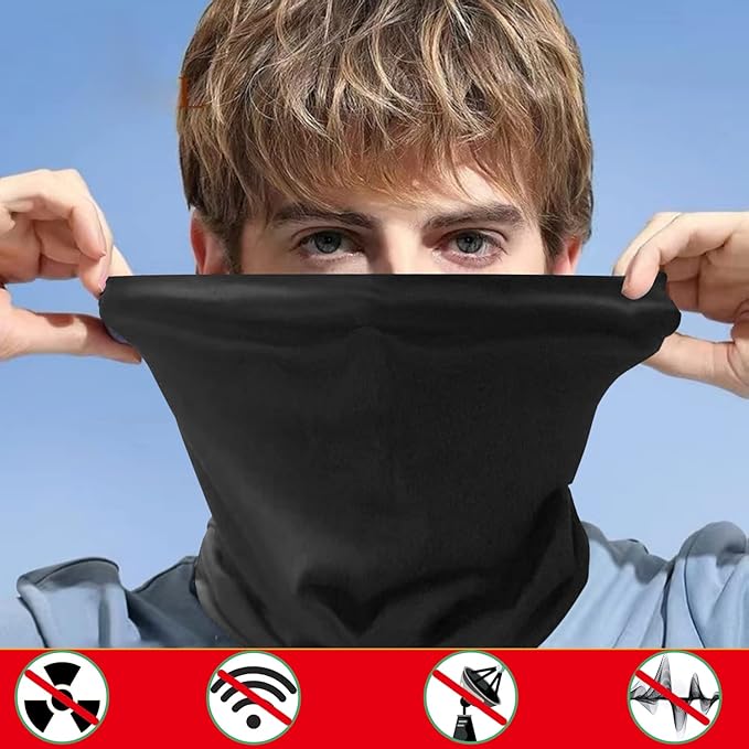 VAJOOCLL Faraday Gaiter Shields Scarf Effective Shielding Fluctuation Scarf Protect Brain, Face and Neck (Black)