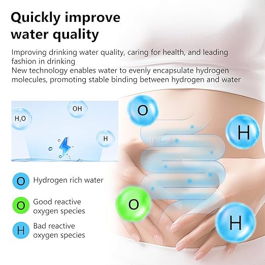Hydrogen Water Machine Generator | 1800 PPB High Concentration, Portable Hydrogen Water Maker with SPE and PEM Technology for Home, Gym & Travel, Alkaline pH Balance Technology