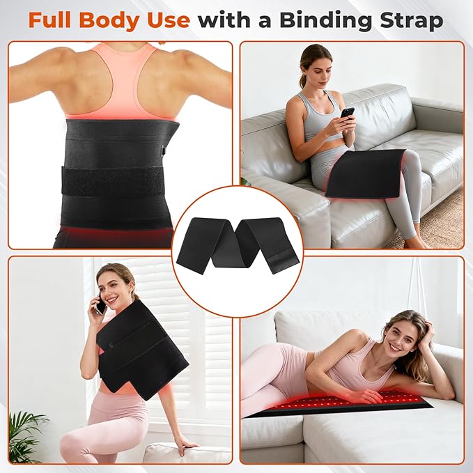 Red Light Therapy Mat, 2in1 LEDs (660nm& 850nm) Red Light Therapy Blanket, Premium Material, Adjustable Timer & Intensity