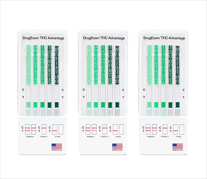 3 Pack - DrugExam Multi Drug Screen Test. Testing for THC/Marijuana in Urine. Detailed Instrustions Included. (3)
