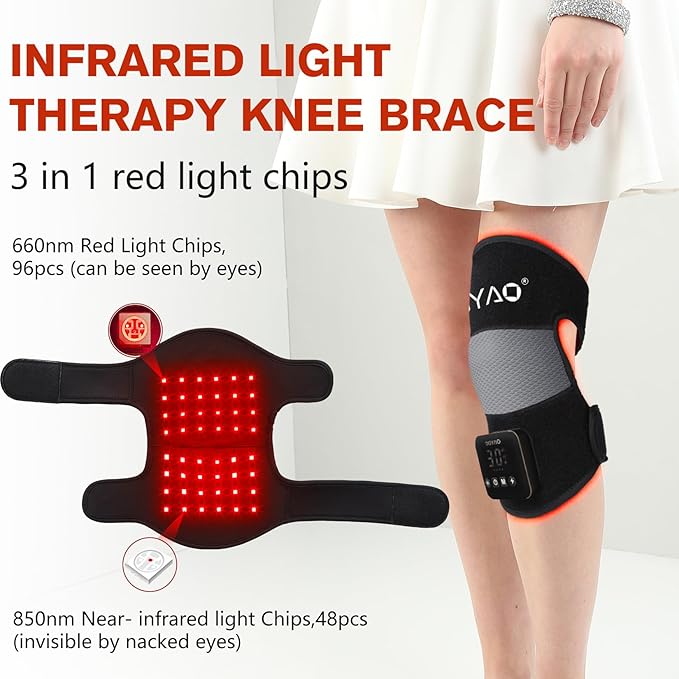 Cordless Red Light Therapy for Knee Joint Warp Portable Infrared Light Device for Knee Elbow Pain Muscle Relief Recovery 660nm and 850nm Heated Therapy with Wireless Rechargeable Controller
