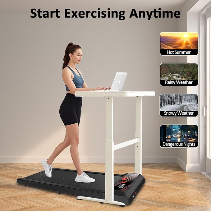 Walking Treadmill Pad with Incline - 2.5HP Low Noise Under Desk Treadmill,Walking Portable Pad with Handle Bar, 3 in 1 for Home, Remote Control with LED Screen 270Lbs Weight Capacity