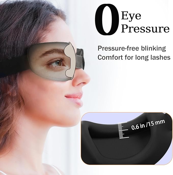 100% Blackout Sleep Eye Mask for Women Men, Zero Pressure Sleeping Mask - Sleeping Mask and Eyelash Friendly Night Blindfold, Adjustable Ultra Soft Comfortable for Dry Eye Mask (Pink)