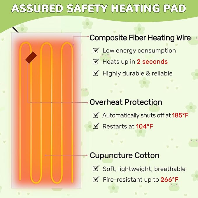 Frog Heating Pad for Period Cramps Menstrual Pain Relief, Portable Electric Heat Pads USB Powered, Cute Frog Plush Stuffed Animals Gift, Funny Frogs Gifts for Women Teen Girls Birthday Christmas