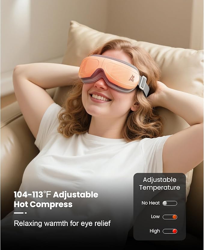 BOB AND BRAD Eye Massager with Remote Control FSA Eligible HSA - EyeOasis 2 Plus Eye Massager with Heat Compress - Electric Headache Massager with Heat for Migraines & Dry Eye Relief