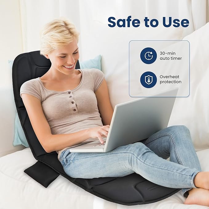 COMFIER Full Body Massage Mat Pad, Heating Vibrating Massage Chair Pad with 10 Vibration Motors, 5 Massage Modes and Auto Shut Off, Gift for Men Women