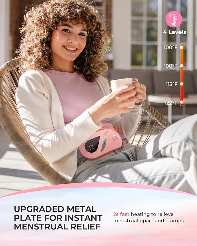 2026 Upgraded Heating Pad for Period Cramps, FSA Eligible Fast Heating Pad with 2X Larger Heating Areas, CooCoCo Cordless Waist Belt for Menstrual Cramp Relief