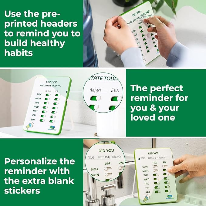Medication Tracker & Pill Reminder | Visual Reminder Alarm | 7 Day AM PM Medication Reminder | Take and Slide | No More Second-guessing or Double-dosing | Perfect for The Elderly (Two Column English)