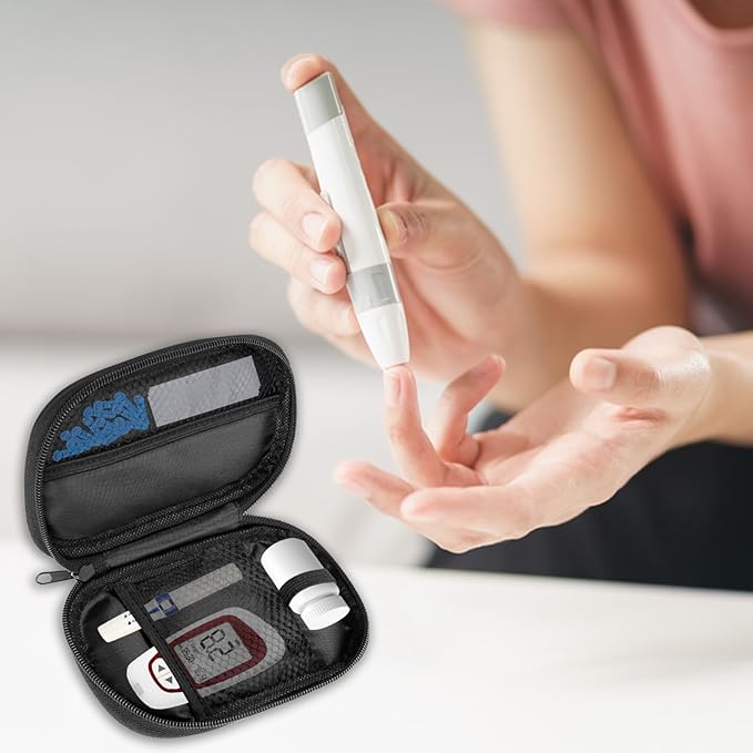 Diabetes Supply Organizer - Portable Blood Glucose Meter Storage Bag, Travel Case for Glucometer Kit