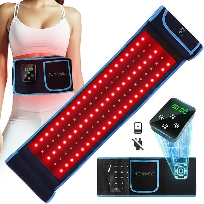 Red Light Therapy Belt, Infrared Light Therapy for Body Device Wireless Rechargeable Controller with Timer 660nm&850nm Infrared Heating Pad for Waist Back Leg Knee Joints Shoulder, Ideal Gift