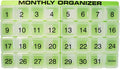 31 compartments, 1 per Day, 4 Week Monthly Pill Organizer by Promed. Includes Tray and 8 Removable compartments. (Green)